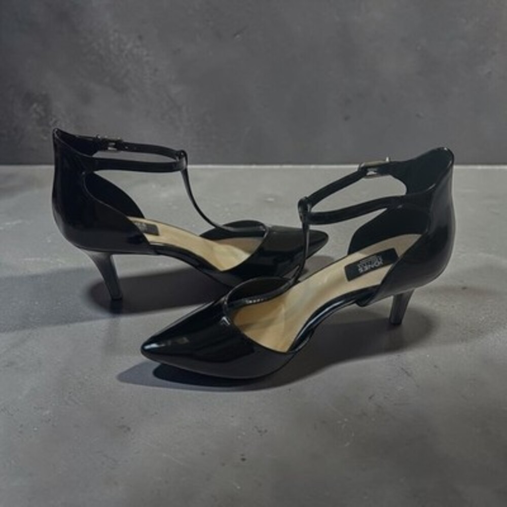 Jones New York Signature Ankle Strap High Heels Womens Sz 9M Black Stiletto Heel